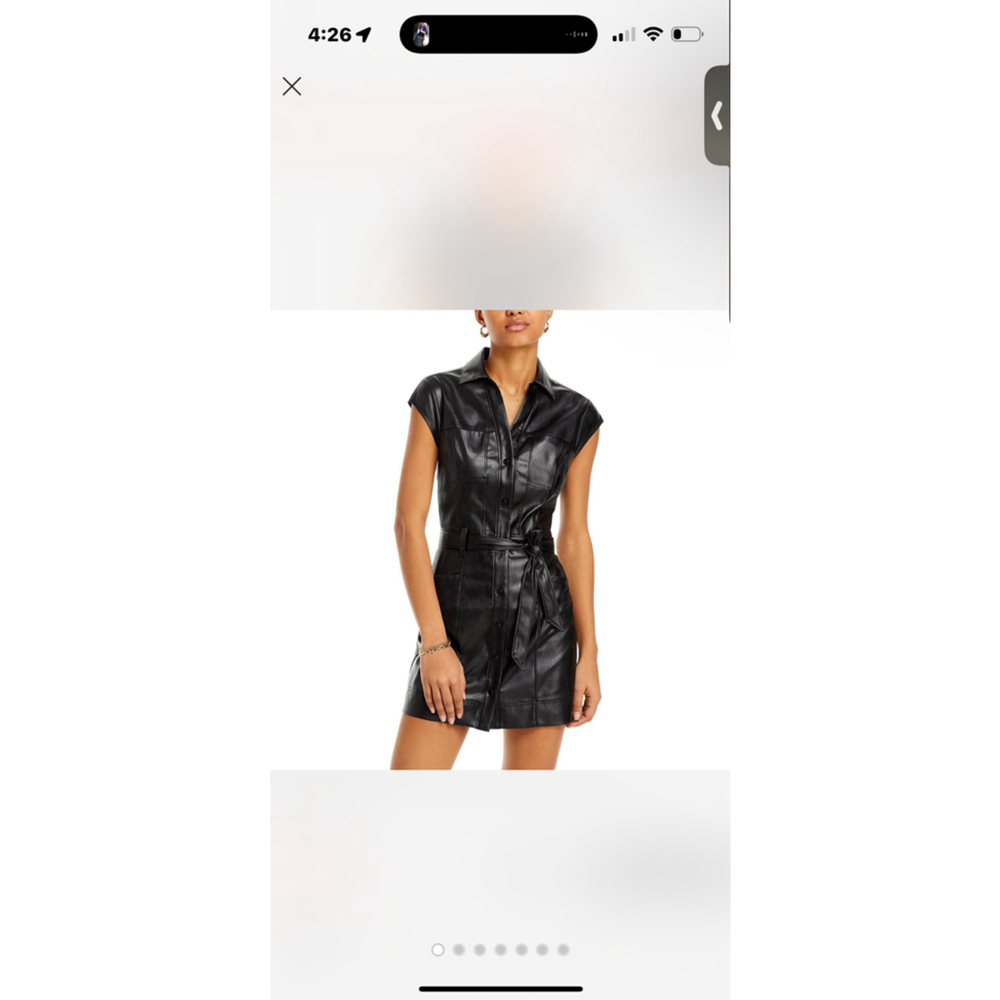 Paige Black Jacsyn Belted Faux Leather Shirt Dress Size 10. $279 MSRP
